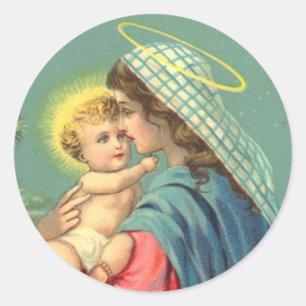 Jungfrau-Maria-und-Baby-Jesus-Aufkleber Runder Aufkleber
