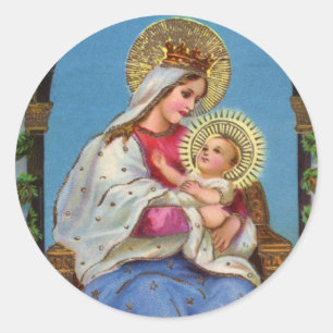 Jungfrau Maria und Baby Jesus religiöse Aufkleber