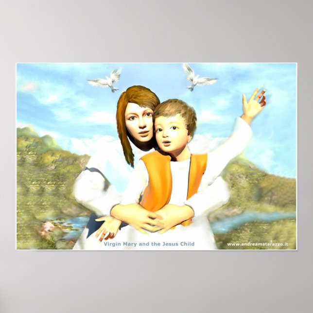 Jungfrau Maria und das Kind Jesus Poster (Vorne)
