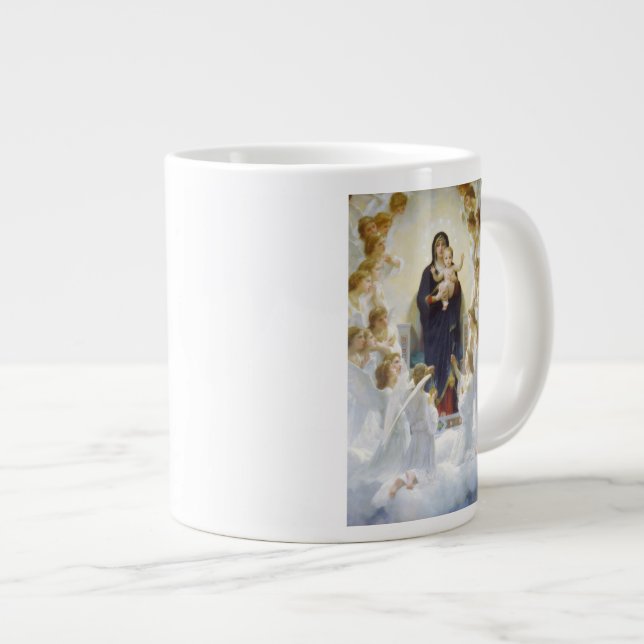 Jungfrau Maria und Jesus mit Engeln Jumbo-Tasse (Vorderseite Rechts)