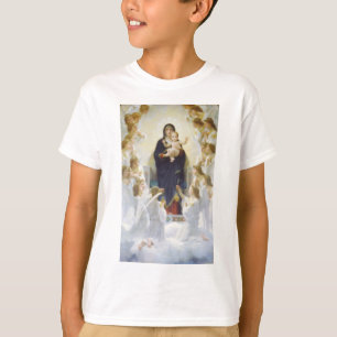Jungfrau Maria und Jesus mit Engeln T-Shirt