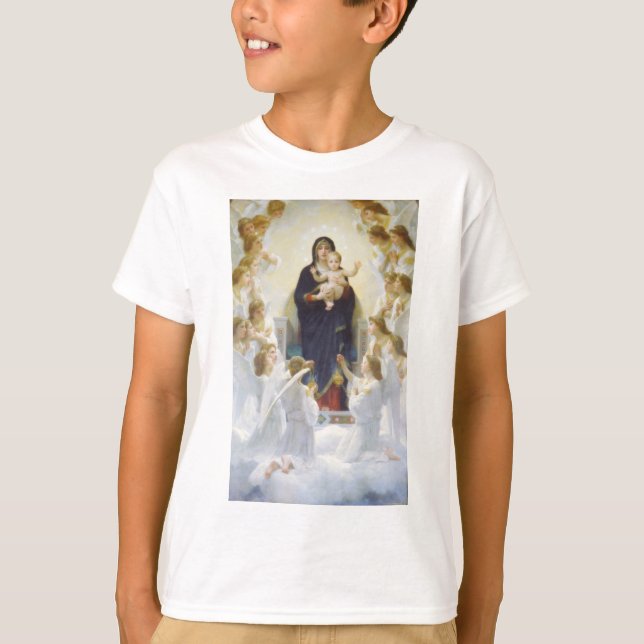 Jungfrau Maria und Jesus mit Engeln T-Shirt (Vorderseite)