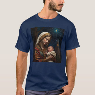 Jungfrau Maria und Jesus Weihnachtsgeburt T-Shirt