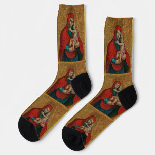 Jungfrau Maria und Jesuskind von Jan Rombauer Socken