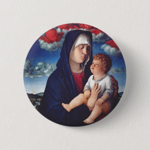 Jungfrau Maria und Kind Klassische Religiöse Kunst Button