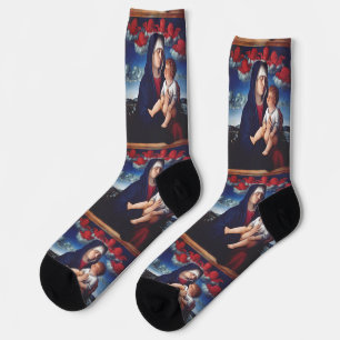 Jungfrau Maria und Kind Klassische Religiöse Kunst Socken