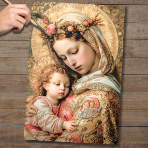 Jungfrau Mary and Baby Jesus 1 Decoupage Paper Seidenpapier