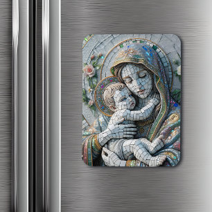 Jungfrau Mary and Baby Jesus Mosaikstatue Magnet
