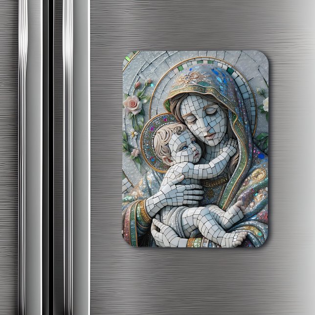 Jungfrau Mary and Baby Jesus | Mosaikstatue Magnet (Von Creator hochgeladen)