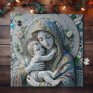 Jungfrau Mary and Baby Jesus   Mosaikstatue Puzzle
