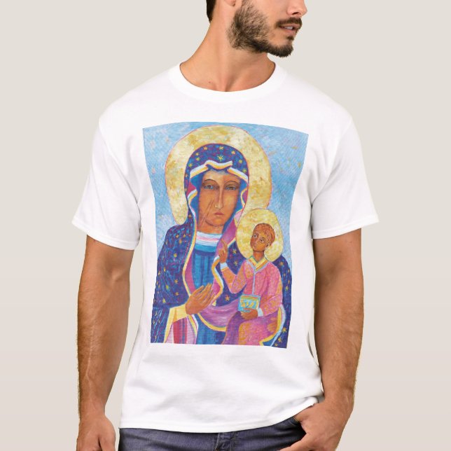 Jungfrau Mary and Child Jesus Black Madonna Mary T-Shirt (Vorderseite)