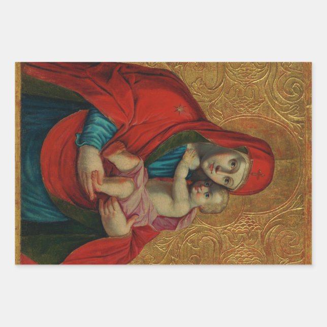 Jungfrau Mary and Jesus Child von Jan Rombauer Geschenkpapier Set (Vorderseite)