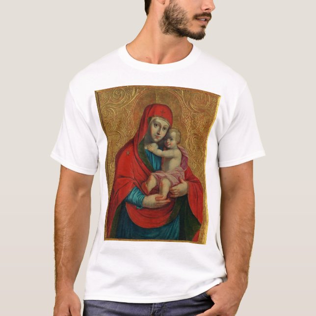 Jungfrau Mary and Jesus Child von Jan Rombauer T-Shirt (Vorderseite)
