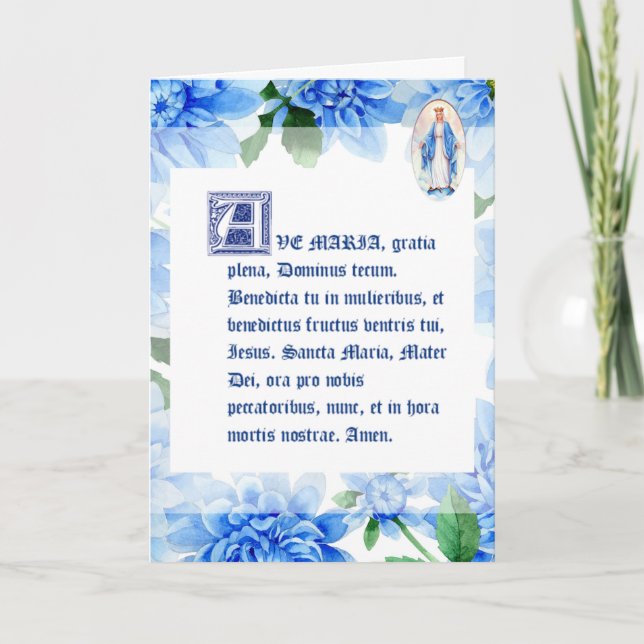 JUNGFRAU MARY | AVE MARIA LATIN | BLUE DAHLIAS KARTE (Vorderseite)
