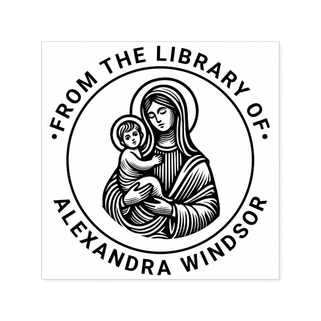 Jungfrau Mary Baby Jesus #2 Bibliotheksname Permastempel (Design)