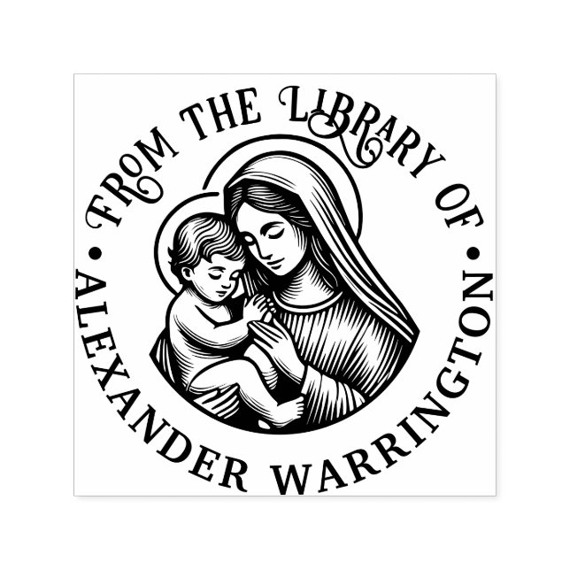 Jungfrau Mary Baby Jesus #3 Bibliotheksname Permastempel (Design)