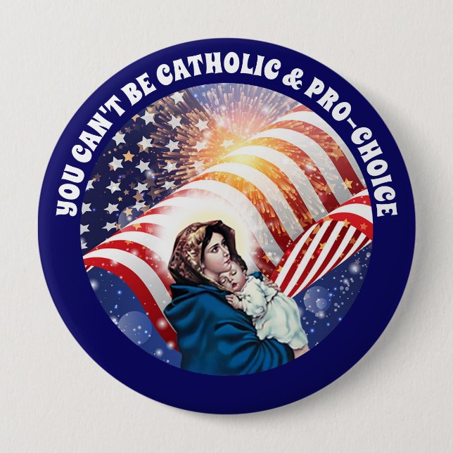 Jungfrau Mary Baby Jesus American Flag Button (Vorderseite)