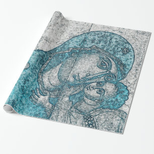 Jungfrau-Mary-Baby-Jesus-Engels-Porträt-Vintages Geschenkpapier