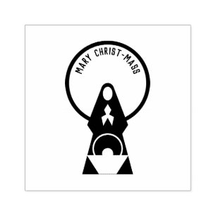 Jungfrau-Mary-Baby Jesus in der Krippe Gummistempel