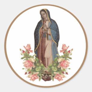 Jungfrau Mary de Guadalupe Rose Religiös Runder Aufkleber