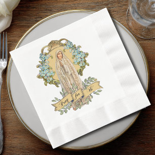 Jungfrau Mary Fatima Immaculate Herz Rosary Beten Serviette