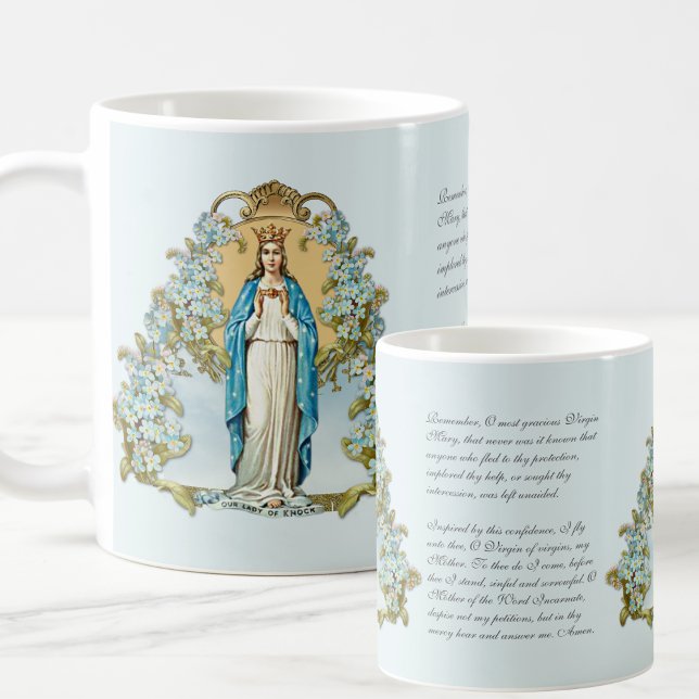 Jungfrau Mary florale religiöse Lady of Knock Kaffeetasse (Von Creator hochgeladen)
