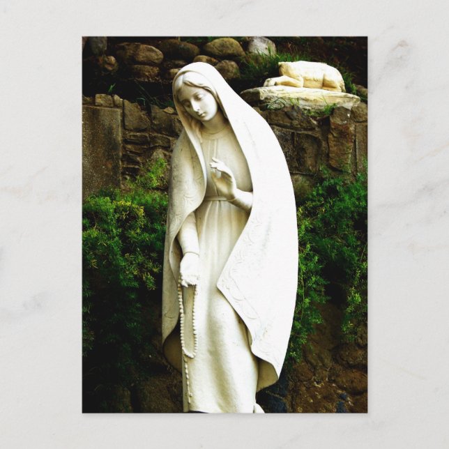 Jungfrau Mary Garden Statue Postkarte (Vorderseite)