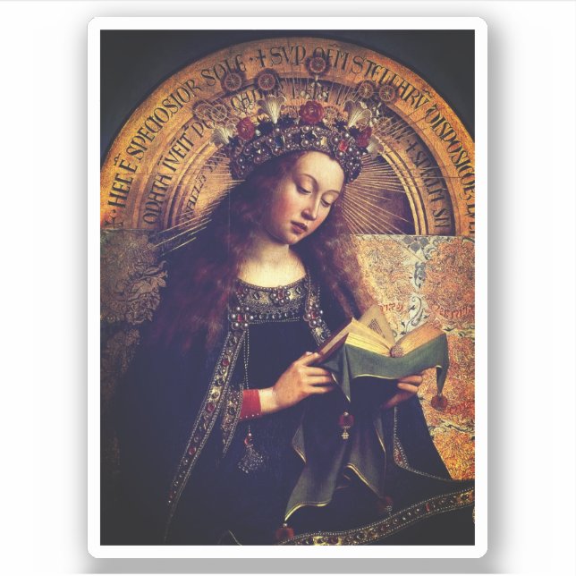Jungfrau Mary - Gent Altarpiece von Jan van Eyck Aufkleber (Vorderseite)