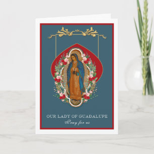 Jungfrau Mary Guadalupe Religiöse Vintage Rose Karte