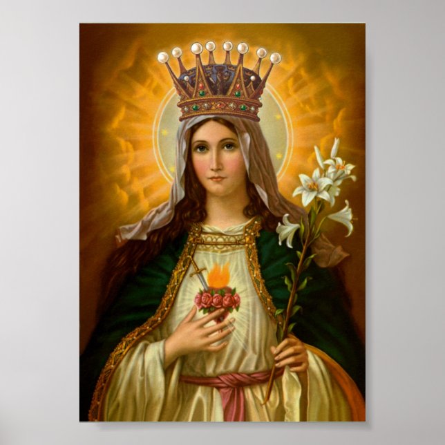 Jungfrau Mary Immaculate Heart Queen of Heaven Poster (Vorne)