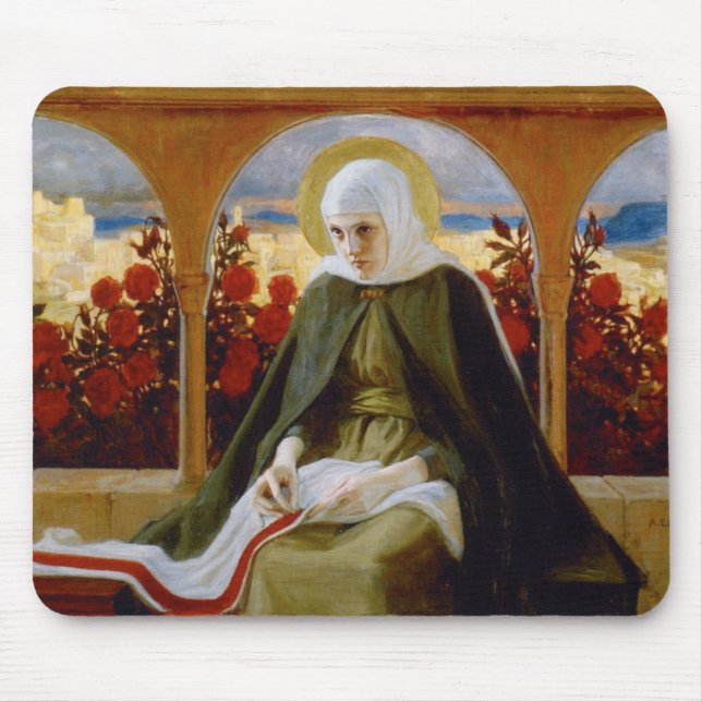 Jungfrau Mary in the Rose Garden (Albert Edelfelt) Mousepad (Vorne)