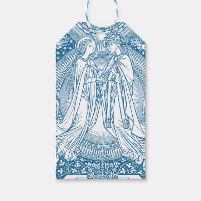 Jungfrau Mary & Jesus Blue & White Elegante Wrappi Geschenkanhänger (Vorderseite)