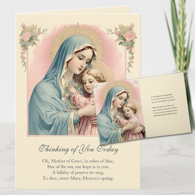 Jungfrau Mary Jesus denkt an euch Gebet Karte (Share the blessings and convey your warm sentiments to your loved ones. )