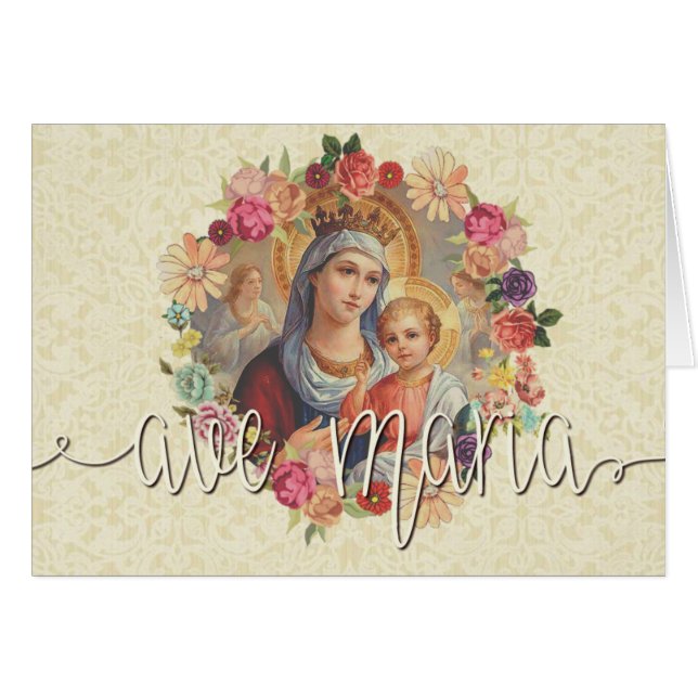 Jungfrau Mary Jesus Lace Ave Maria Overlay (Vorderseite (Horizontal))