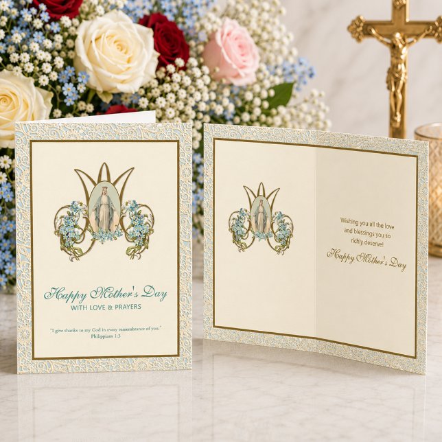Jungfrau Mary Jesus Religious Katholic Floral Karte (Von Creator hochgeladen)