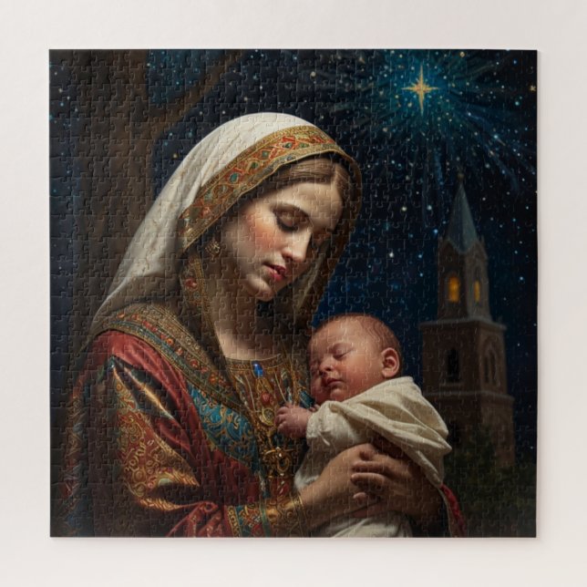 Jungfrau Mary & Jesus Weihnachtskrippe Puzzle (Vertikal)