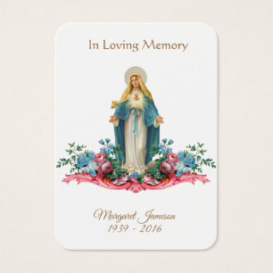Jungfrau Mary Katholic Funeral Memorial Holcard -