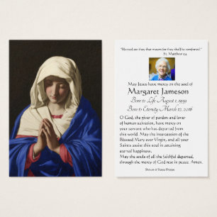 Jungfrau Mary Katholic Funeral Memorial Holcard -