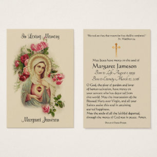 Jungfrau Mary Katholic Funeral Memorial Holcard -