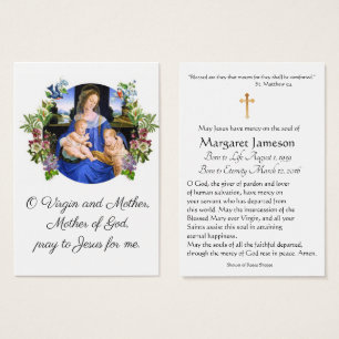 Jungfrau Mary Katholic Funeral Memorial Holcard -