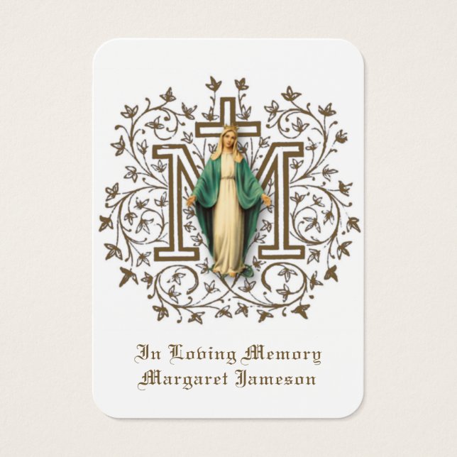 Jungfrau Mary Katholic Funeral Memorial Holcard - (Vorderseite)
