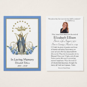 Jungfrau Mary Katholic Funeral Memorial Holcard -