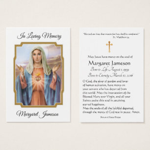 Jungfrau Mary Katholic Funeral Memorial Holcard -