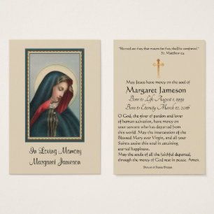 Jungfrau Mary Katholic Funeral Memorial Holcard -