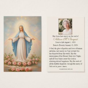 Jungfrau Mary Katholic Funeral Memorial Holcard -