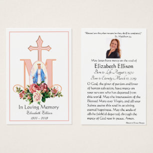 Jungfrau Mary Katholic Funeral Memorial Holcard -