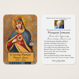 Jungfrau Mary Katholic Funeral Memorial Holcard -