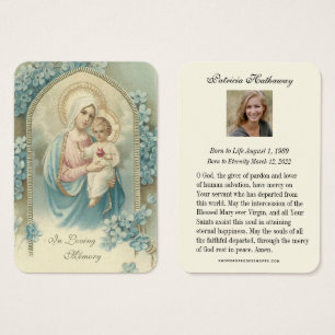 Jungfrau Mary Katholic Funeral Memorial Holcard -