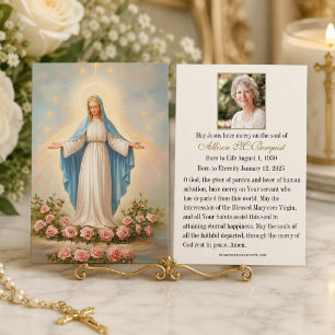 Jungfrau Mary Katholic Funeral Memorial Holcard -