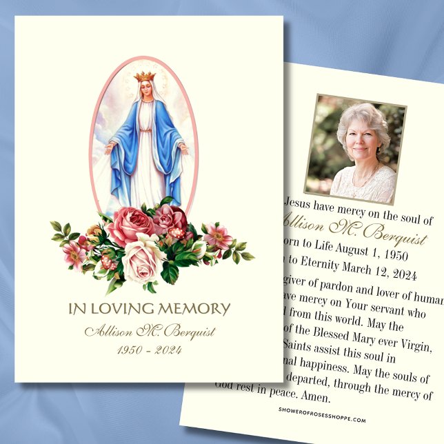 Jungfrau Mary Katholic Funeral Memorial Holcard - (Von Creator hochgeladen)